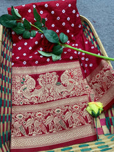 Unique Bandhej Kanjivaram Maroon Color Silk Saree